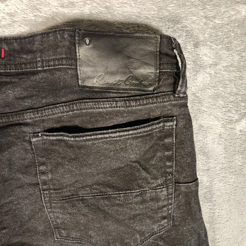 Robert Graham Jeans Mens 35 Black Excellent Faded Wash Straight Leg Denim